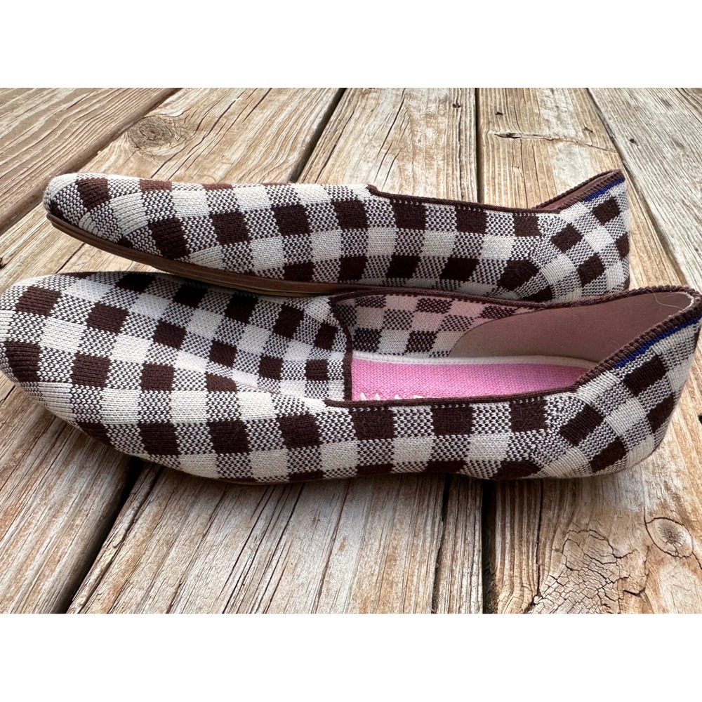 Rothy's x Marta Ferri Brown Check Gingham Loafers Flats Women 11 - Picture 4 of 7